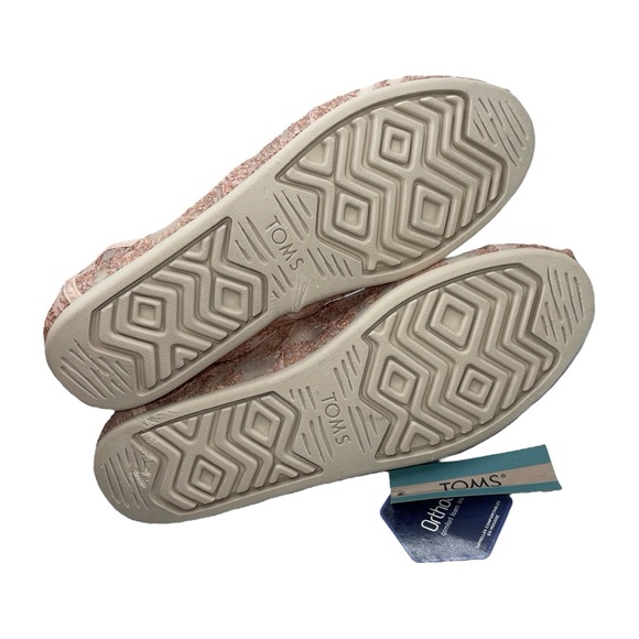 TOMS Alpargata Shoes Women's Size 9 US‎ Rose Gold Pink Hibiscus Floral Lace NWT - Picture 11 of 12
